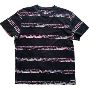 Hollister Men’s Graphic Stripe T-Shirt Size L Black Short Sleeve Casual Tee